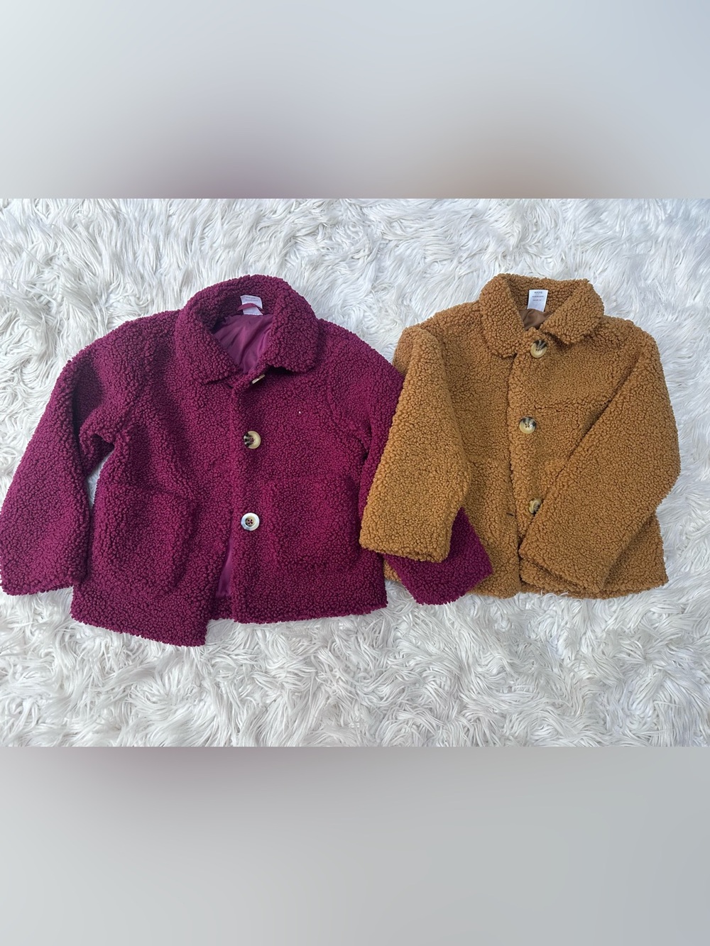wonder nation Plush Teddy Coat Duo in Plum and Camel